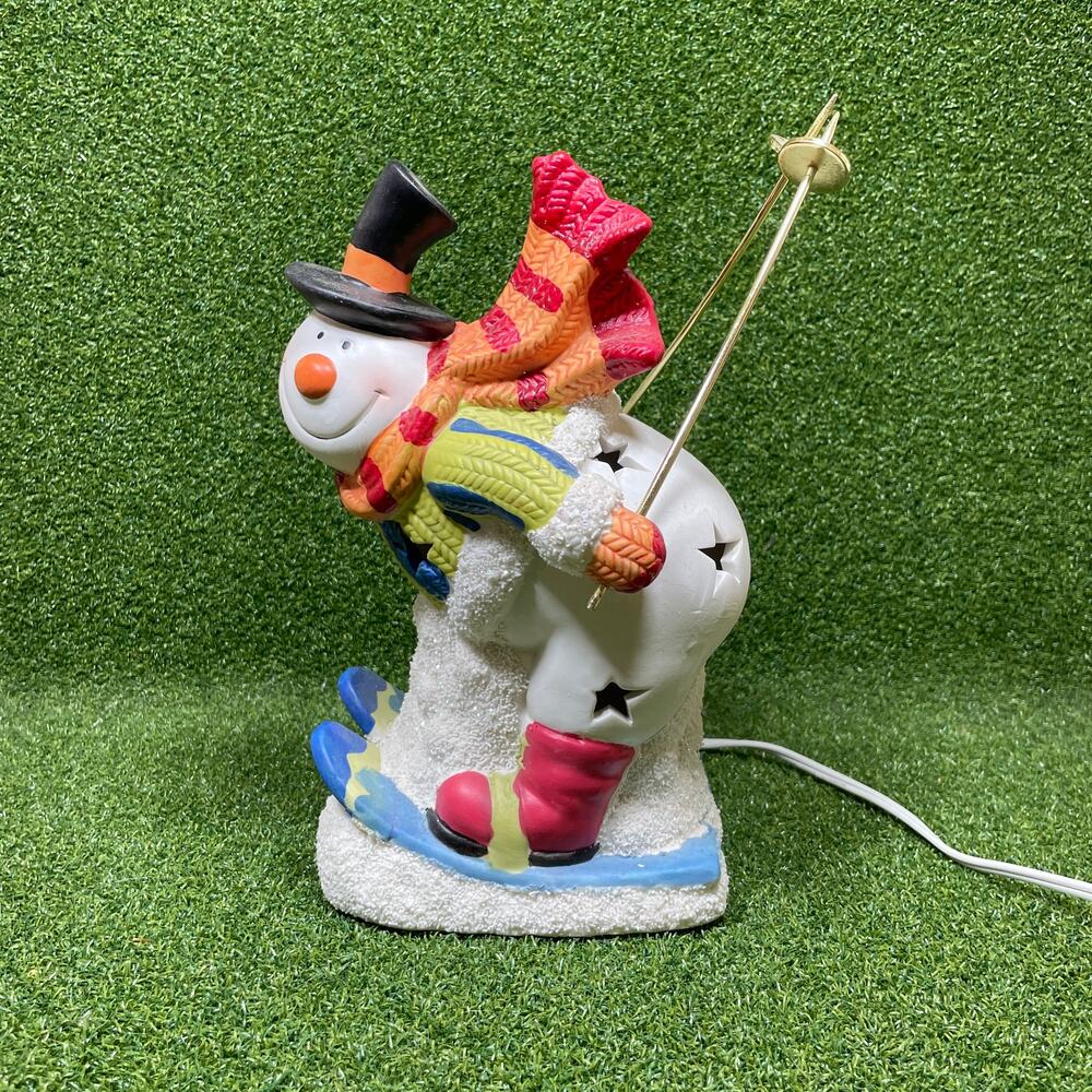 Vintage International Bazaar Snowman on Skis Ceramic Night Light Tested